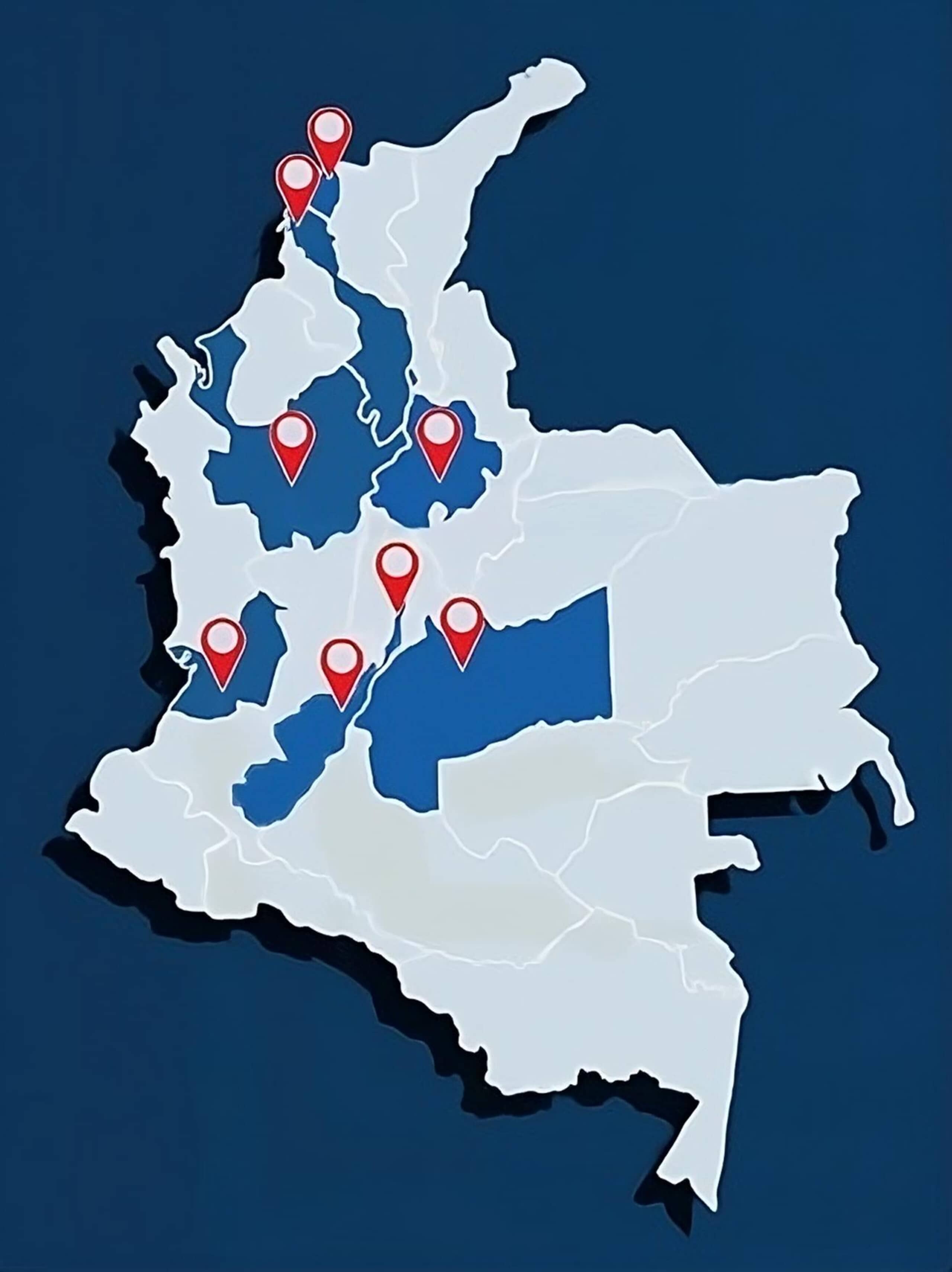 mapa de Colombia con el perímetro de cobertura